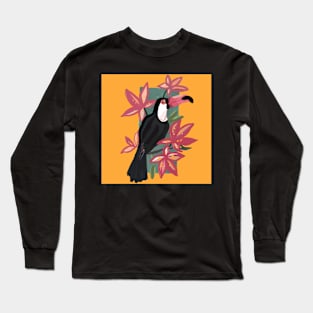 Pink toucan bird with background Long Sleeve T-Shirt